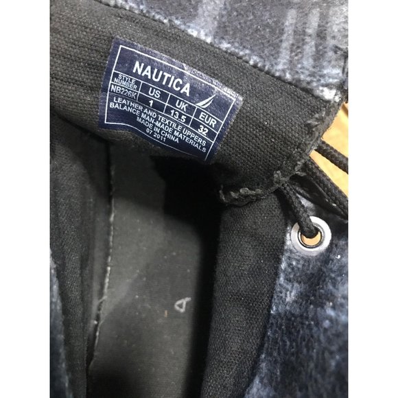 NAUTICA BOYS Youth ANKLE High Top BOOTS BLACK LEATHER LACE UP Boys Size 1 Shoes - Picture 8 of 8